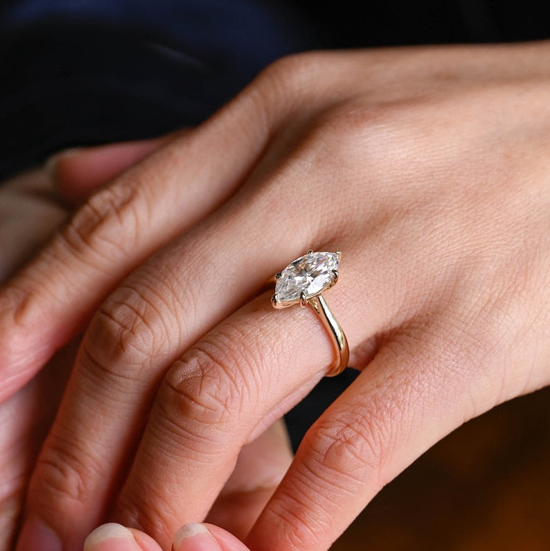 Stunning 1.0 - 2.0 CT Marquise Moissanite Engagement Ring with Solitaire Design 7
