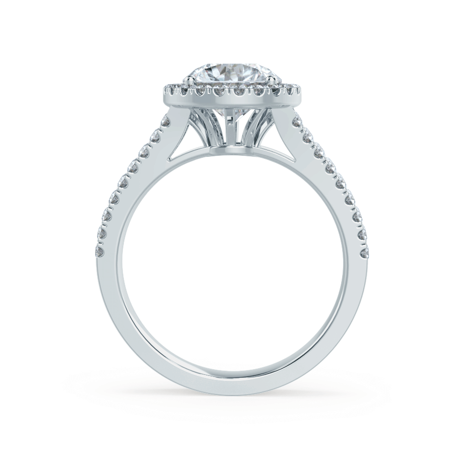0.5 CT Round Halo, Pave & Split Shank Lab Grown Diamond Engagement Ring