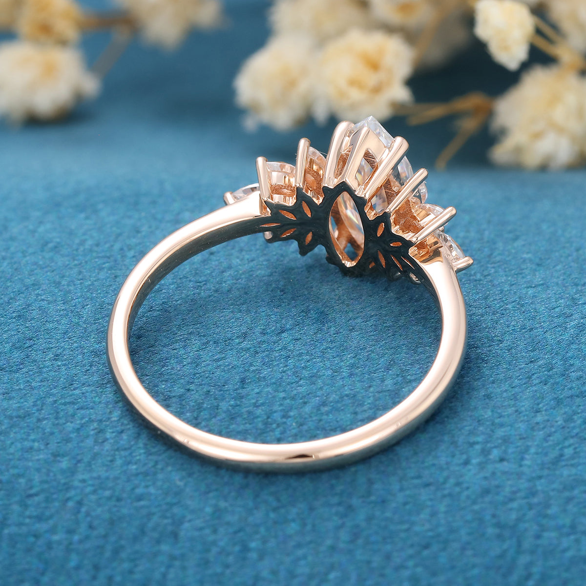 0.9 CT Marquise Cluster Lab Grown Diamond Engagement Ring