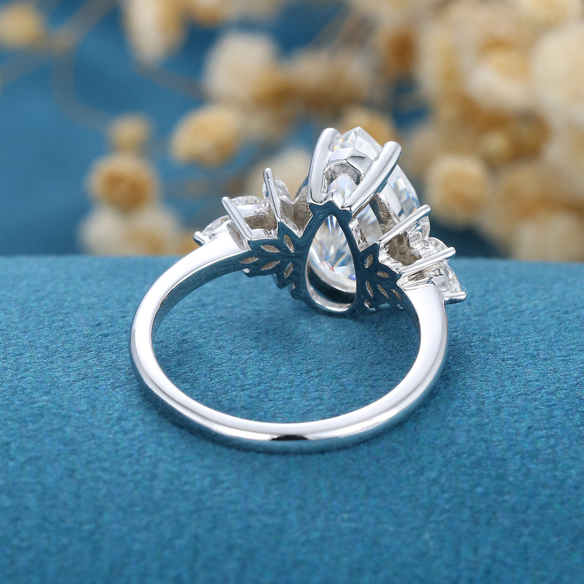 3.09 CT Pear Cluster Lab Grown Diamond Engagement Ring