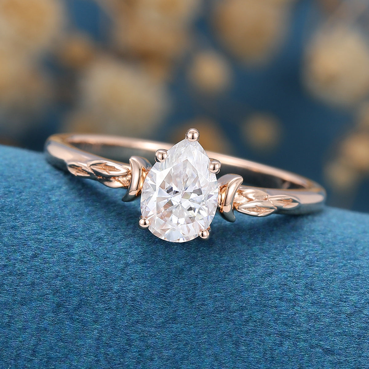 0.69 CT Pear Solitaire Lab Grown Diamond Engagement Ring