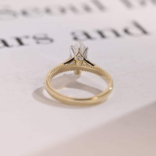 Stunning 1.0 - 2.0 CT Marquise Moissanite Engagement Ring Solitaire Style 5