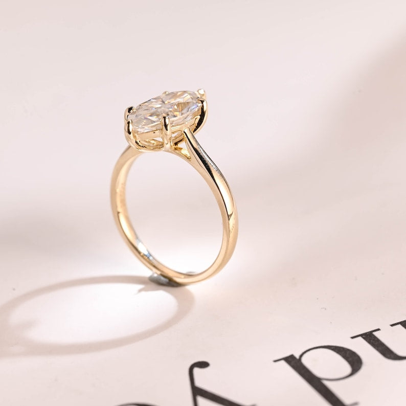 Stunning 1.0 - 2.0 CT Marquise Moissanite Engagement Ring with Solitaire Design 6