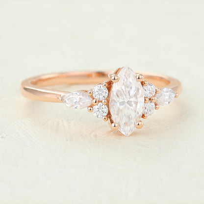 0.47 CT Marquise Cluster Lab-Grown Diamond Engagement Ring