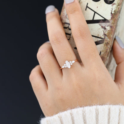 0.47 CT Marquise Cluster Lab-Grown Diamond Engagement Ring