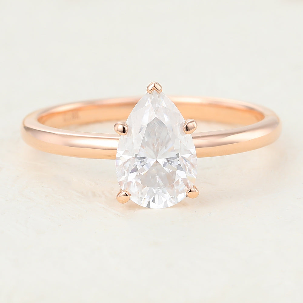 1.5 CT Pear Solitaire Moissanite Engagement Ring