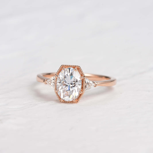 1.33 CT Oval Three Stone Lab Grown Diamond Engagement Ring