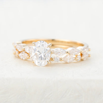 0.84 CT Oval Pave Lab Grown Diamond Bridal Set