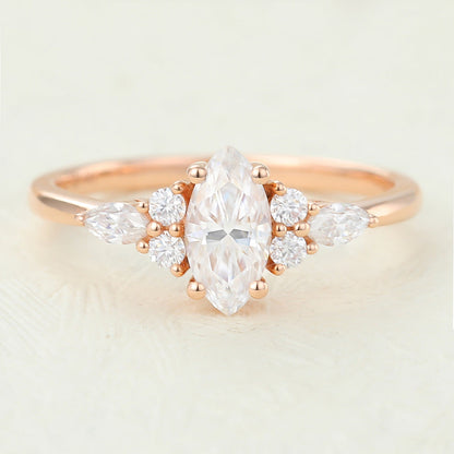 0.47 CT Marquise Cluster Lab-Grown Diamond Engagement Ring