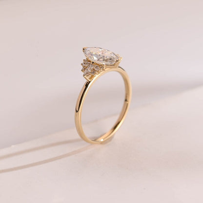 Stunning 1.0 - 2.0 CT Marquise Moissanite Engagement Ring with Cluster Design 7