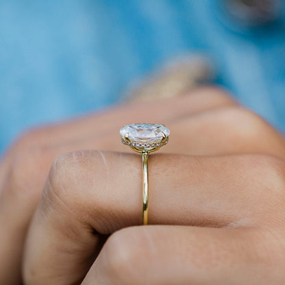 2.7 CT Oval Hidden Halo Lab Grown Diamond Engagement Ring