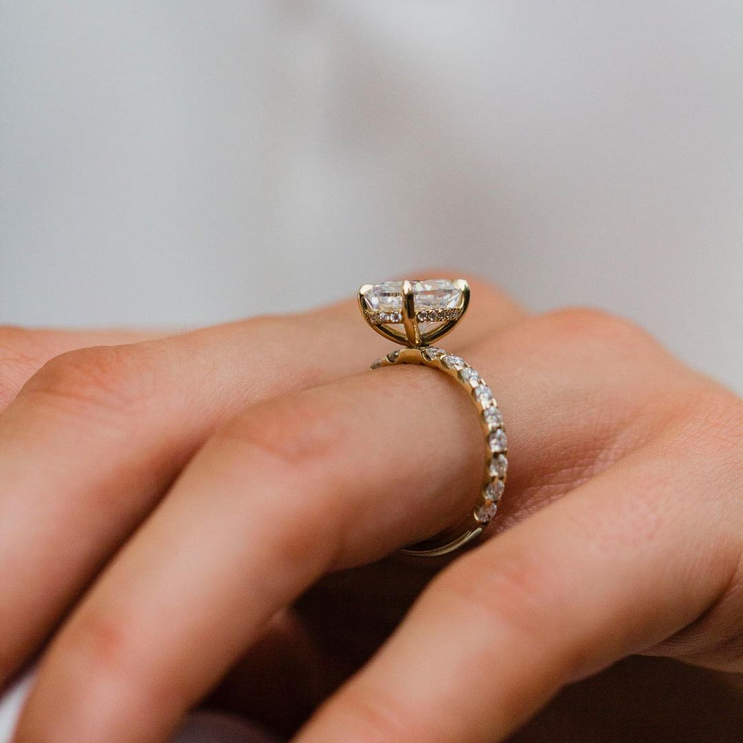 3.5 CT Oval Pave Lab Grown Diamond Engagement Ring