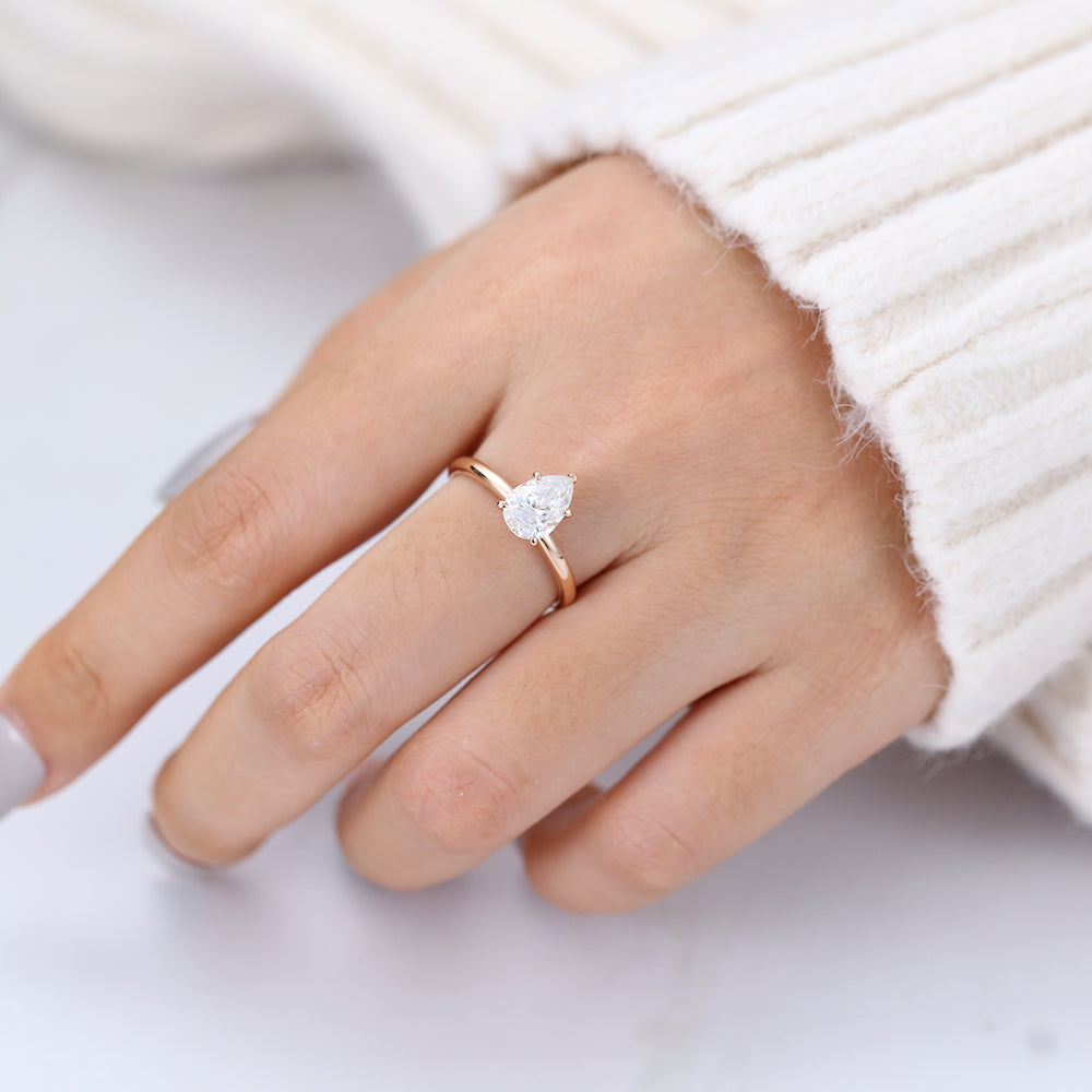 1.5 CT Pear Solitaire Lab-Grown Diamond Engagement Ring