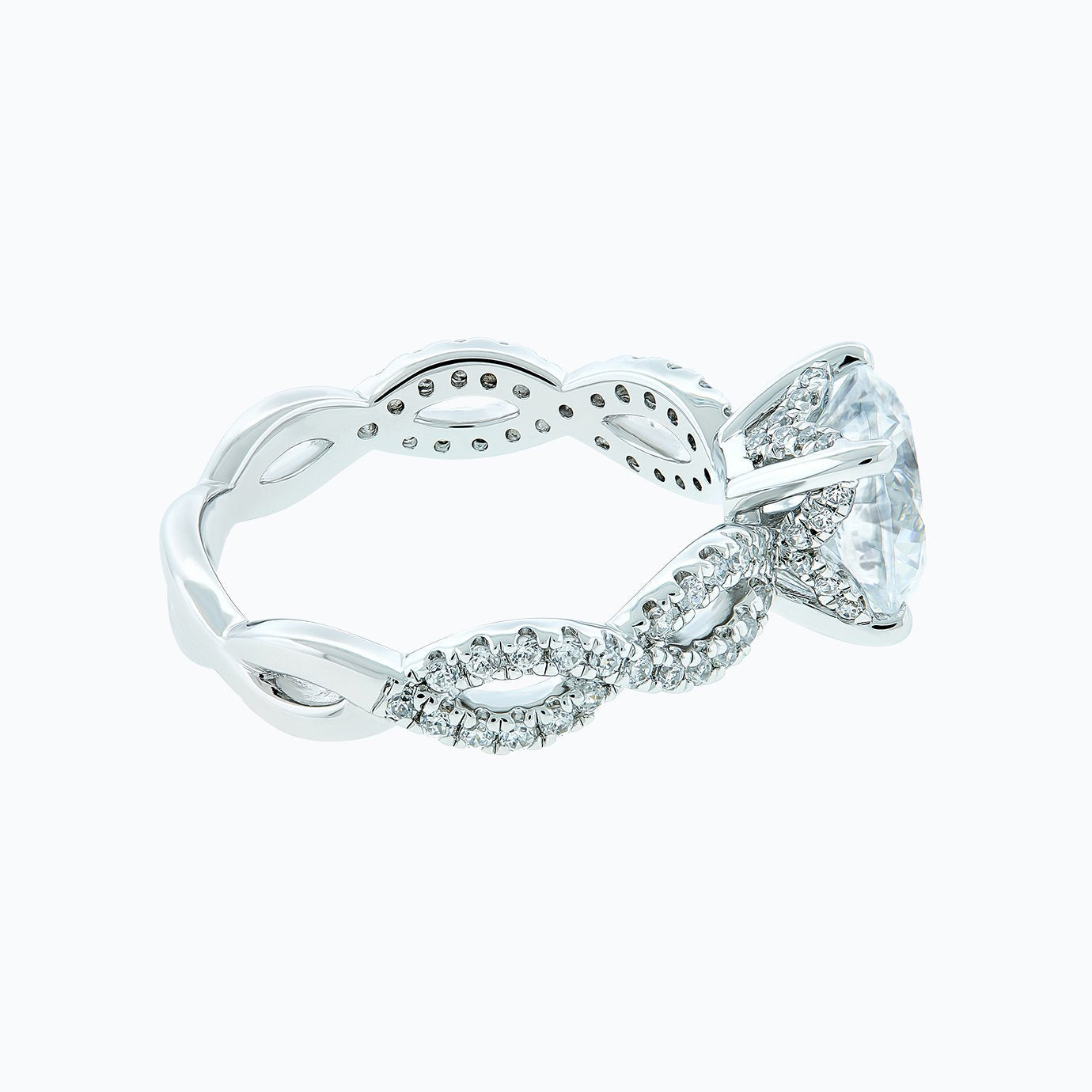 2.0 CT Round Crisscross Pave Lab Grown Diamond Engagement Ring