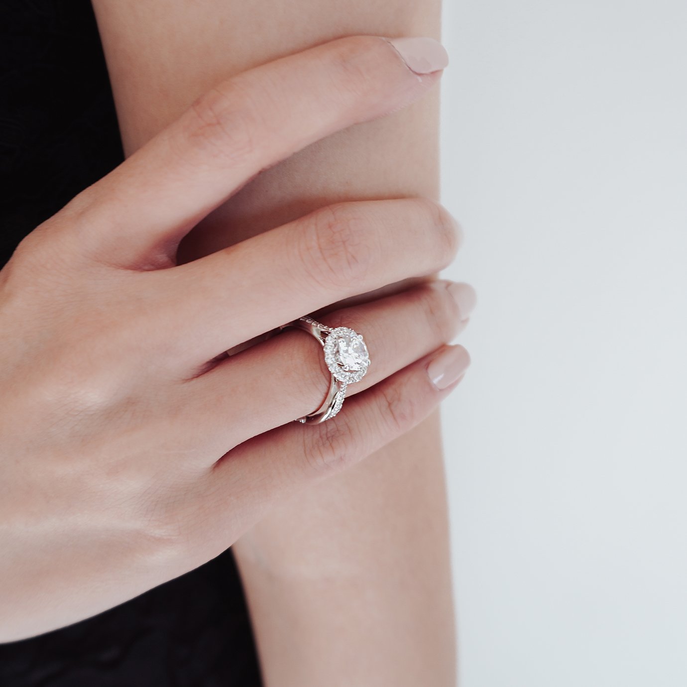 1.0 CT Round Crisscross Pave Lab Grown Diamond Engagement Ring