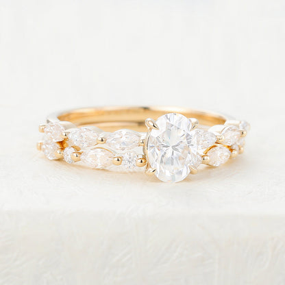 0.84 CT Oval Pave Lab Grown Diamond Bridal Set