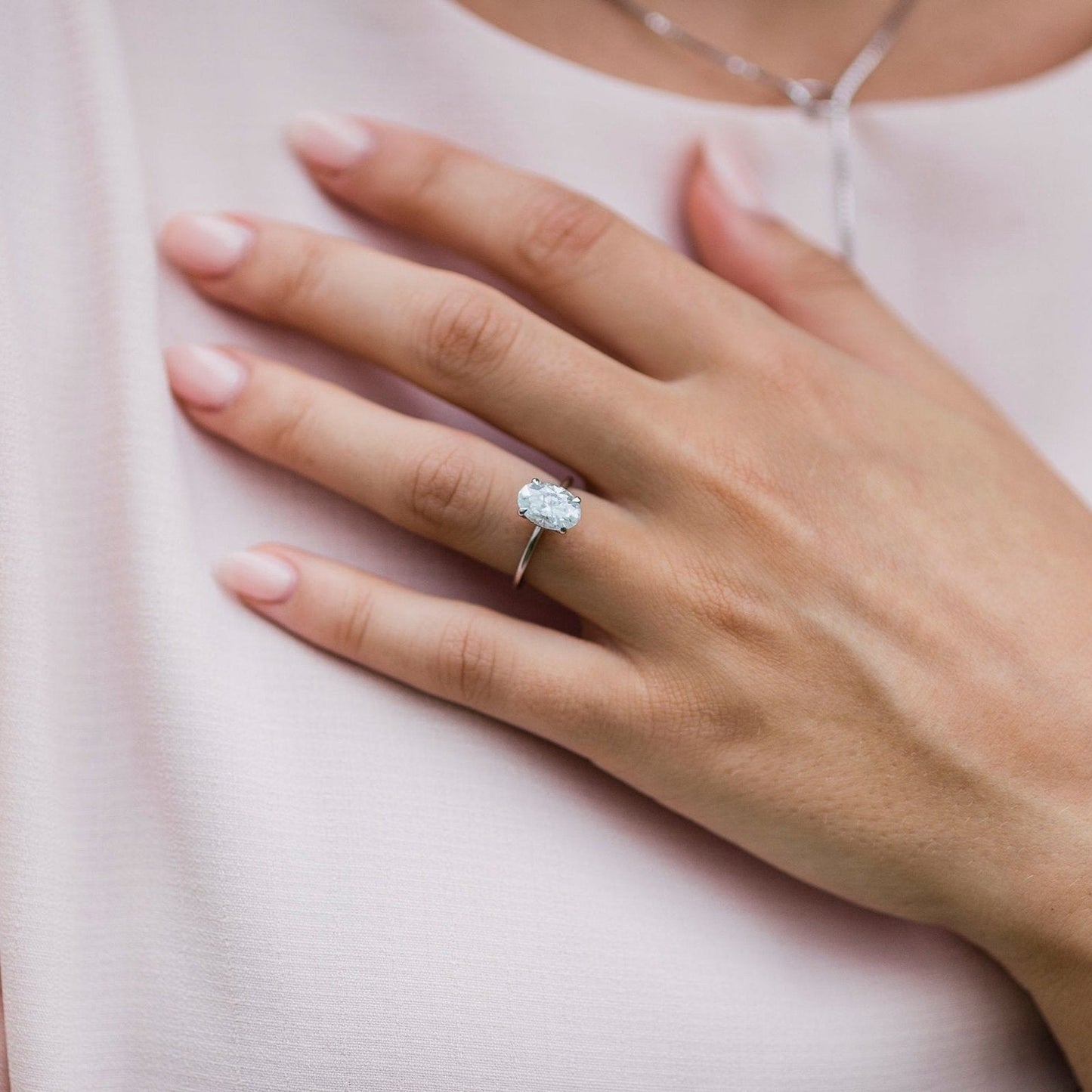 2.1 CT Oval Hidden Halo Lab Grown Diamond Engagement Ring
