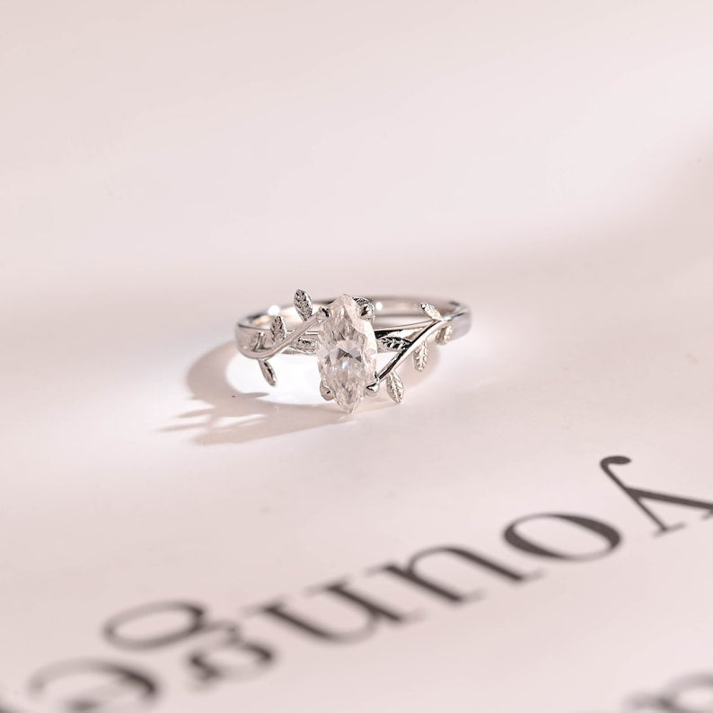 Stunning 1.0 - 2.0 CT Marquise Moissanite Engagement Ring with Solitaire Design 5