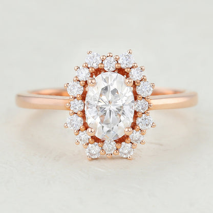1 CT Oval Cluster Lab-Grown Diamond Engagement Ring