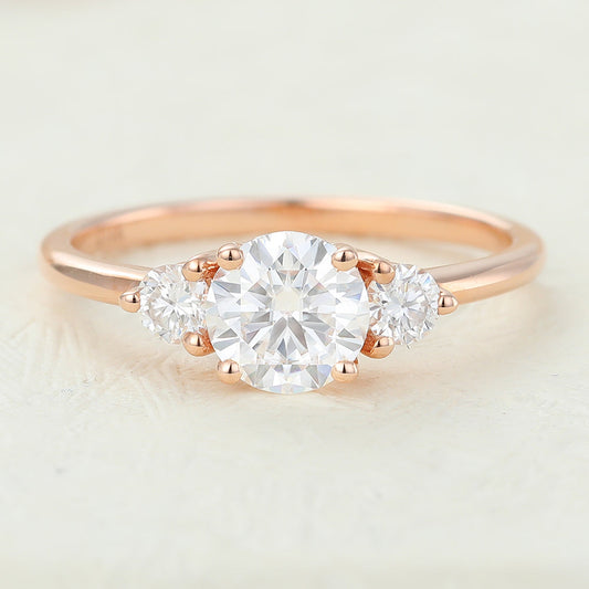 0.68 CT Round Three Stone Lab-Grown Diamond Engagement Ring