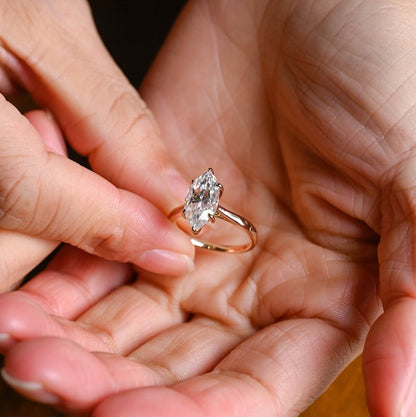 Stunning 1.0 - 2.0 CT Marquise Moissanite Engagement Ring with Solitaire Design 4