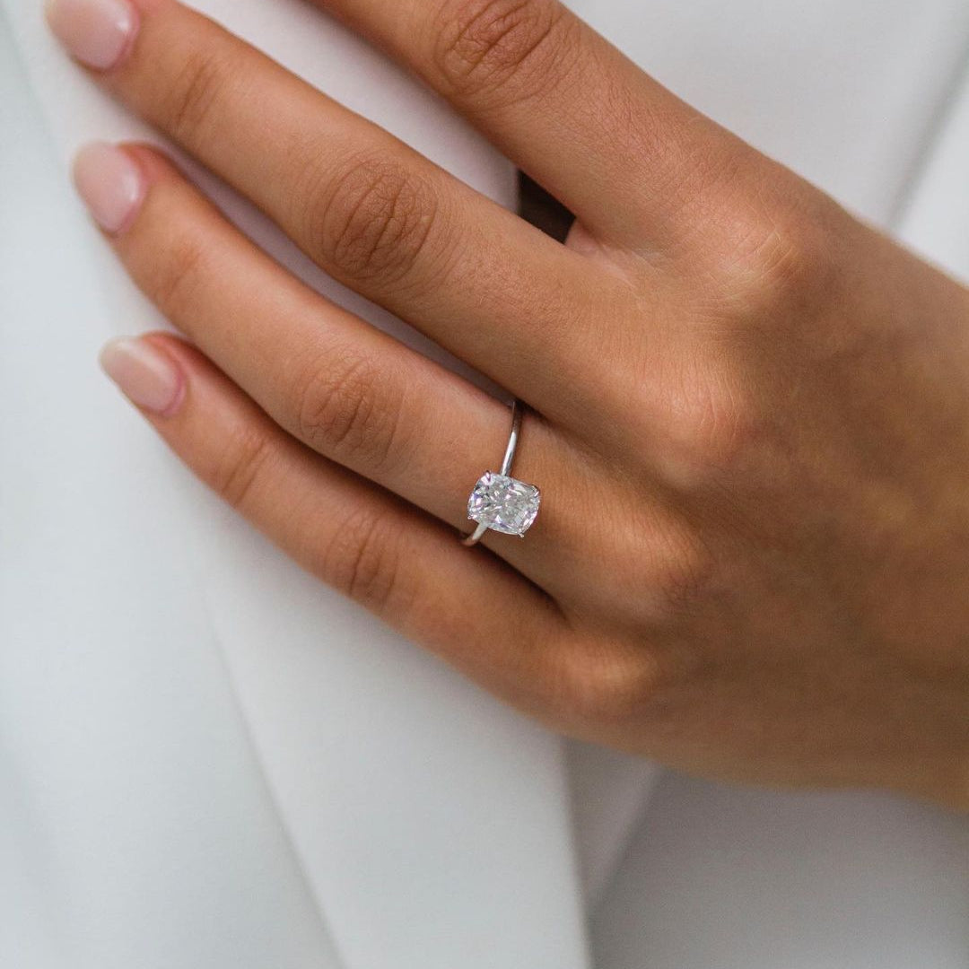 1.8 CT Cushion Hidden Halo Lab Grown Diamond Engagement Ring