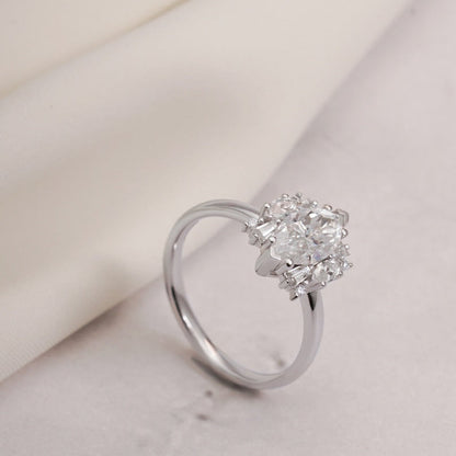 Stunning 1.0 - 2.0 CT Marquise Moissanite Engagement Ring with Cluster Design 9