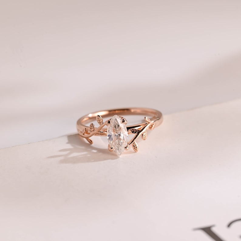 Stunning 1.0 - 2.0 CT Marquise Moissanite Engagement Ring with Solitaire Design 7