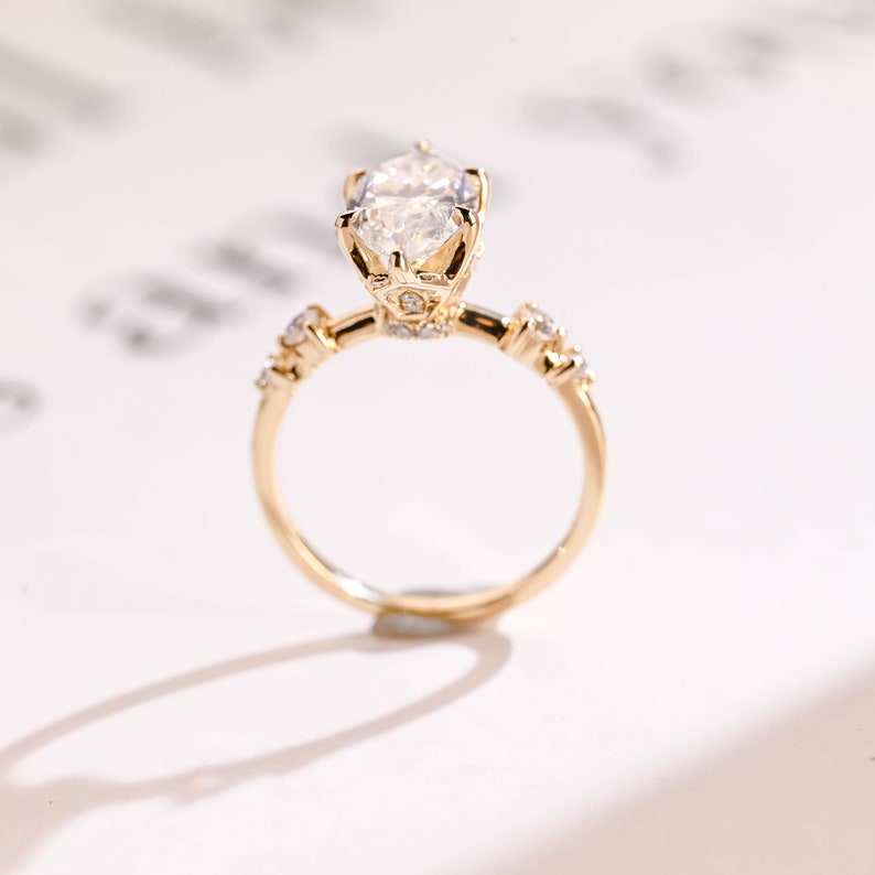 Stunning 1.0 - 2.0 CT Marquise Moissanite Engagement Ring with Hidden Halo Design 10