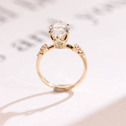 Stunning 1.0 - 2.0 CT Marquise Moissanite Engagement Ring with Hidden Halo Design 10