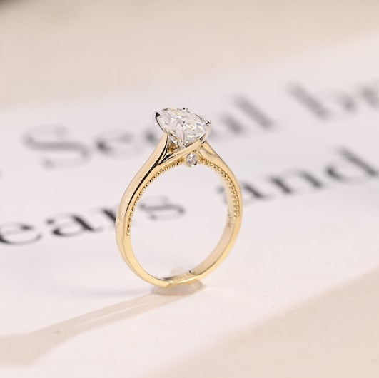 Stunning 1.0 - 2.0 CT Marquise Moissanite Engagement Ring Solitaire Style 3