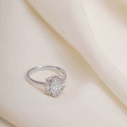 Stunning 1.0 - 2.0 CT Marquise Moissanite Engagement Ring with Cluster Design 5