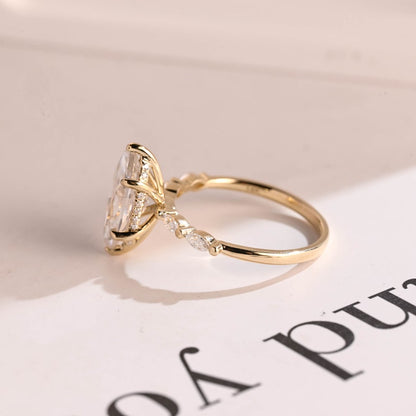 Stunning 1.0 - 2.0 CT Marquise Moissanite Engagement Ring with Pave & Hidden Halo Design 3