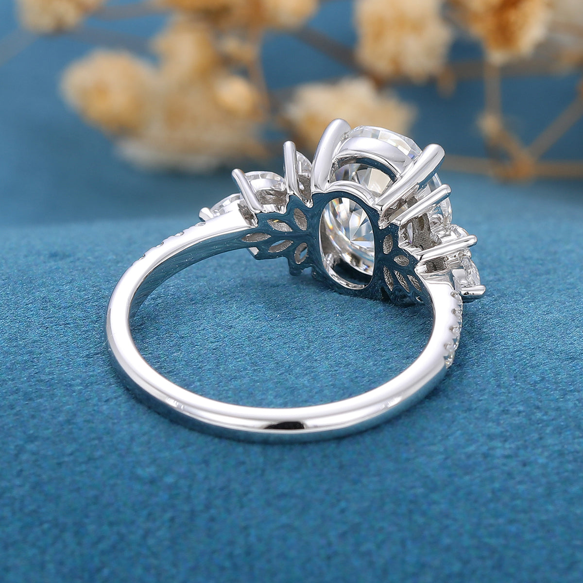 1.91 CT Oval Cluster Lab Grown Diamond Engagement Ring