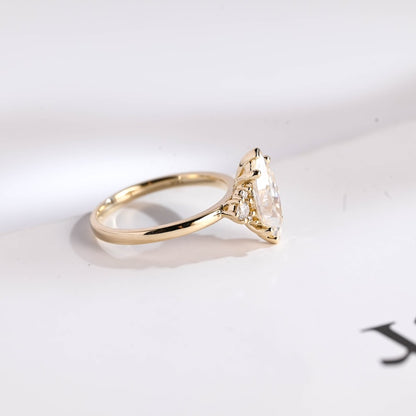 Stunning 1.0 - 2.0 CT Marquise Moissanite Engagement Ring with Cluster Design 3