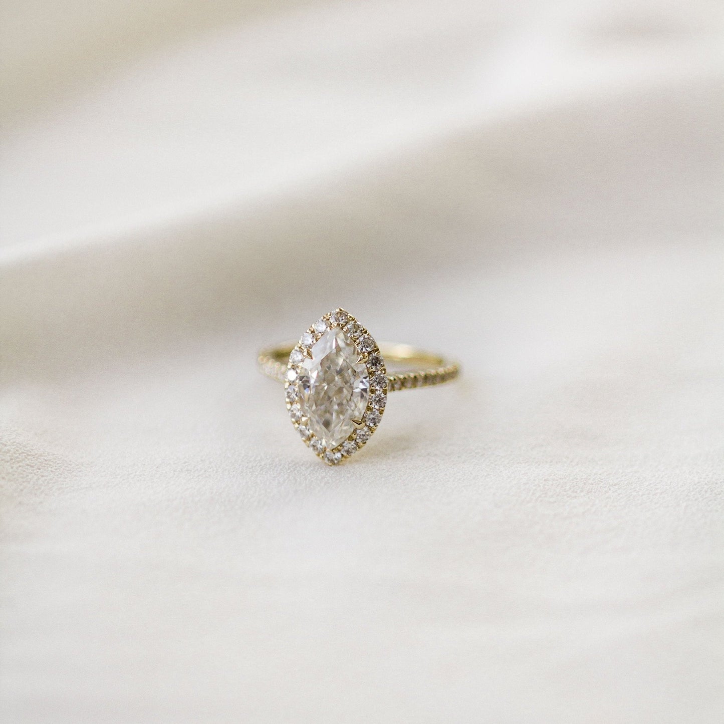1.75 CT Marquise Halo & Pave Lab Grown Diamond Engagement Ring