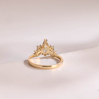 Stunning 1.0 - 2.0 CT Marquise Moissanite Engagement Ring with Cluster Design 4