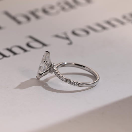 Stunning 1.0 - 2.0 CT Marquise Moissanite Engagement Ring with Pave Design 10