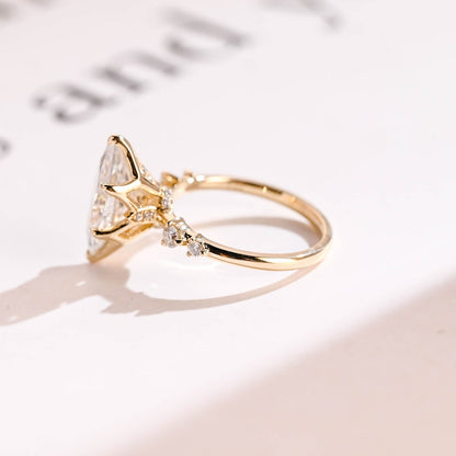 Stunning 1.0 - 2.0 CT Marquise Moissanite Engagement Ring with Hidden Halo Design 8