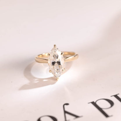 Stunning 1.0 - 2.0 CT Marquise Moissanite Engagement Ring with Solitaire Design 1