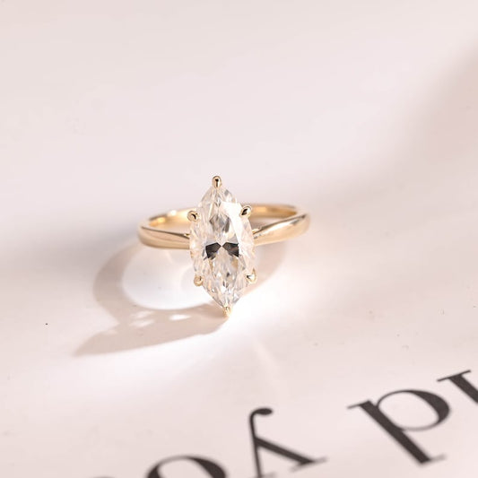 Stunning 1.0 - 2.0 CT Marquise Moissanite Engagement Ring with Solitaire Design 1