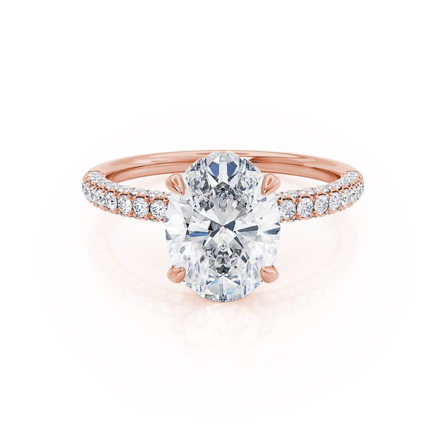 2.1 CT Oval Hidden Halo & Pave Lab Grown Diamond Engagement Ring