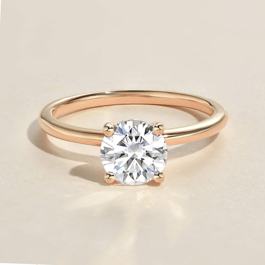 1 CT Round Hidden Halo Lab Grown Diamond Engagement Ring