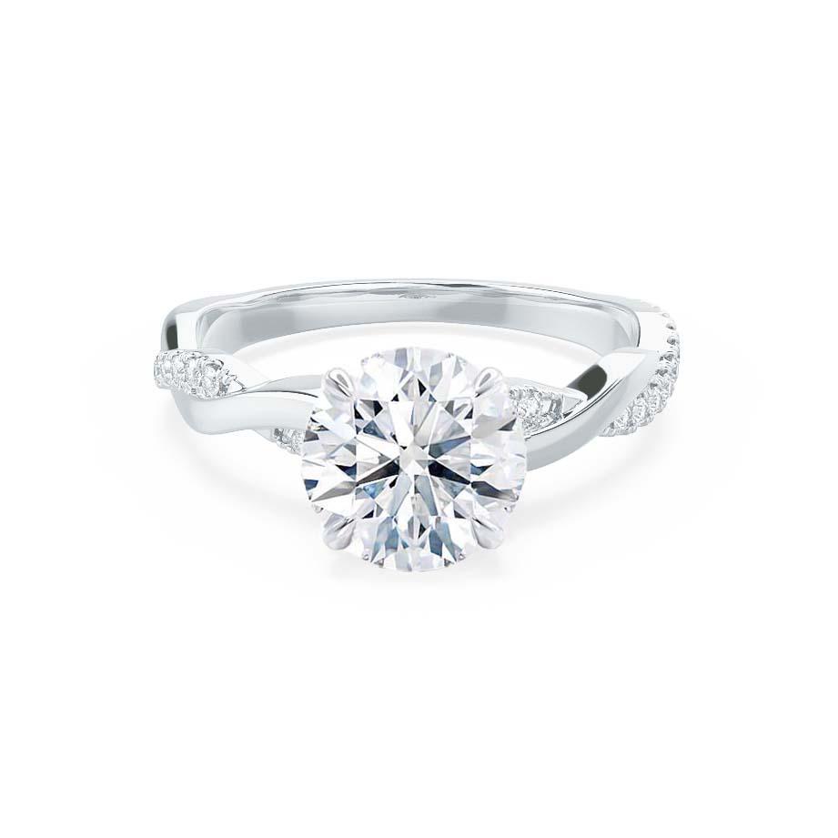 1 CT Round Twisted Pave Lab Grown Diamond Engagement Ring