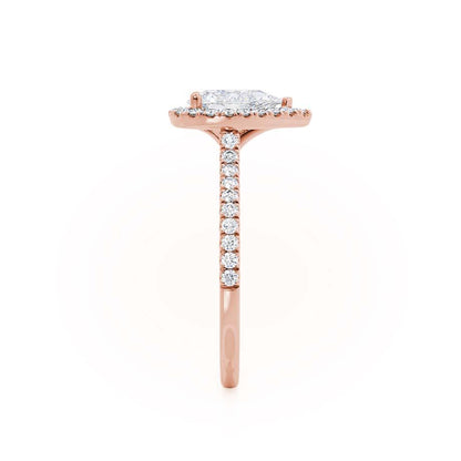 0.94 CT Pear Halo & Pave Lab Grown Diamond Engagement Ring