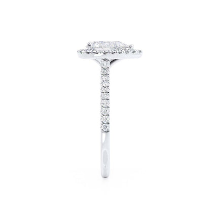0.94 CT Pear Halo & Pave Lab Grown Diamond Engagement Ring