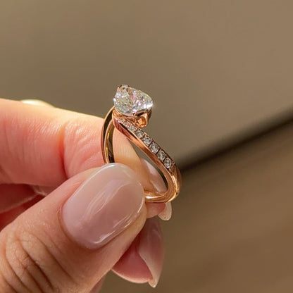 1.54CT East West Pear Swirl Pave Moissanite Engagement Ring