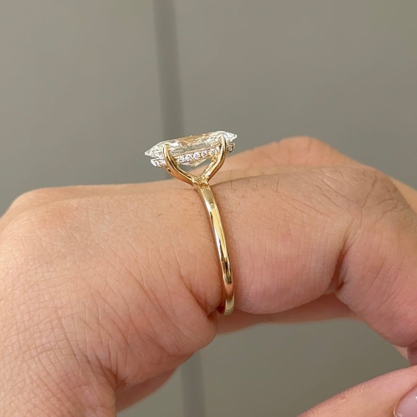 2 CT Marquise Hidden Halo Moissanite Engagement Ring