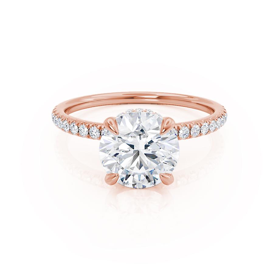 1 CT Round Hidden Halo & Pave Lab Grown Diamond Engagement Ring