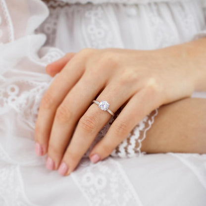 1.2 CT Round Pave Lab Grown Diamond Engagement Ring